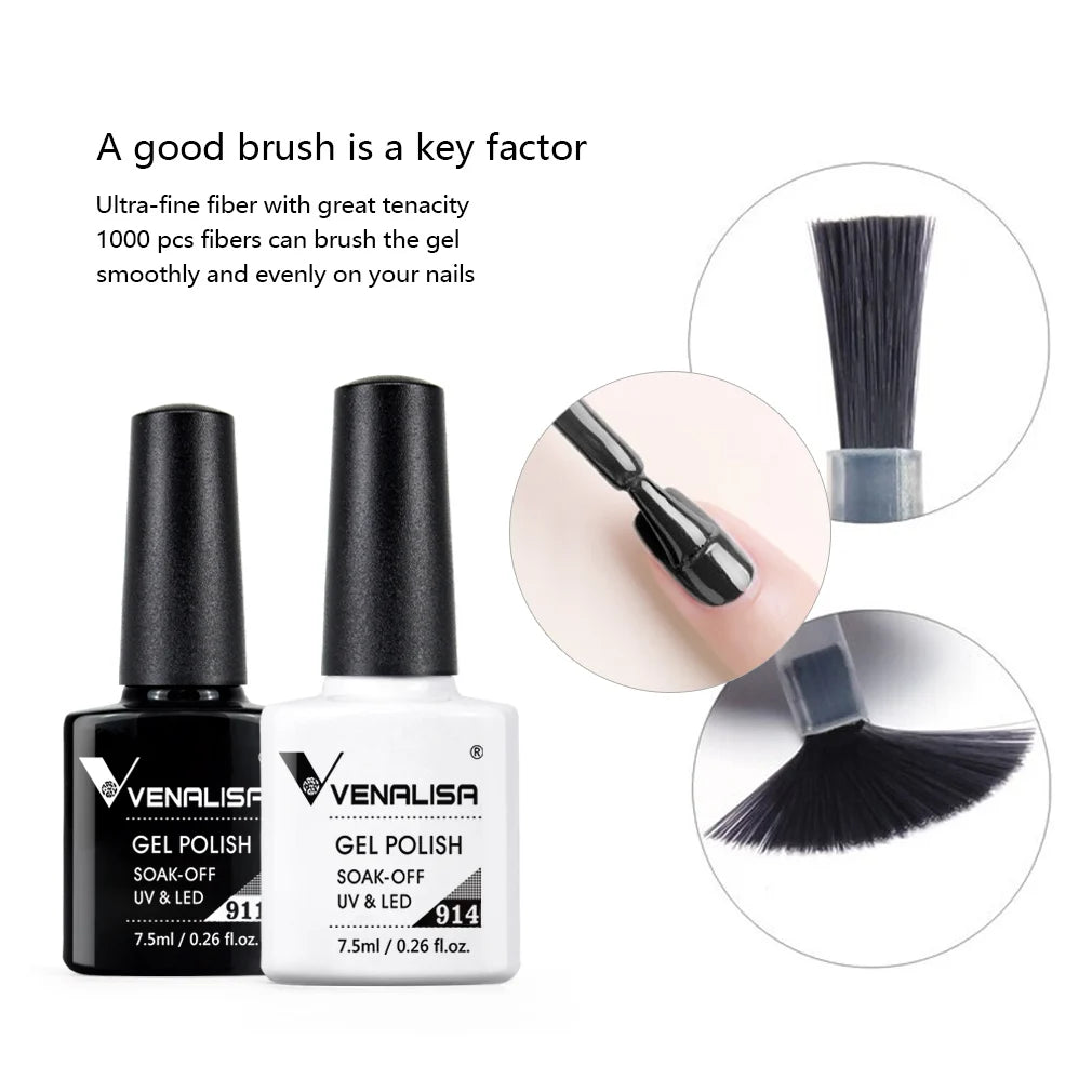 Vernis Gel Ongles VENALISA 7.5ml - Semi-Permanent UV Paillettes Mat Top Coat Couleurs Manucure