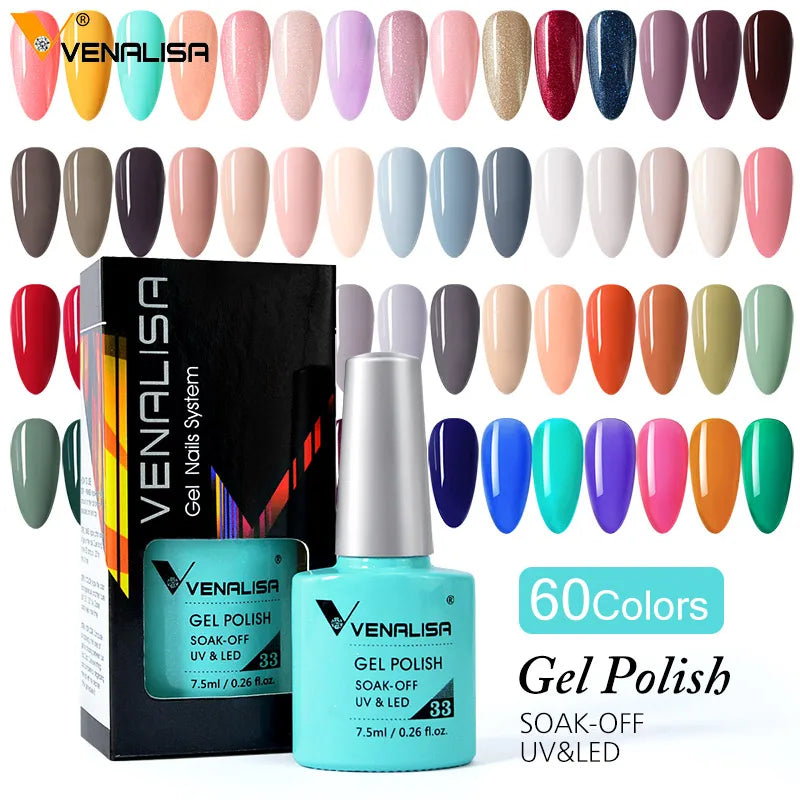 Vernis Gel Ongles Paillettes Réfléchissantes VENALISA - Néon Couverture Complète UV Manucure Nail Art