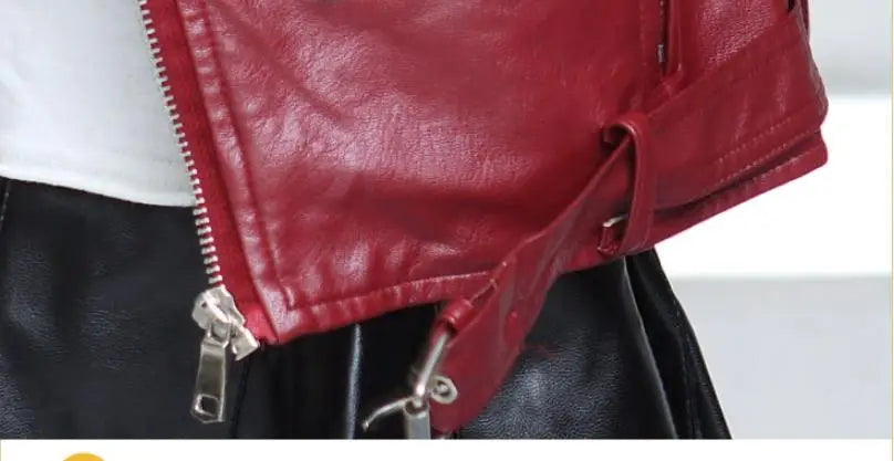 Veste Simili Cuir Fille - Blouson Col Revers Automne Hiver