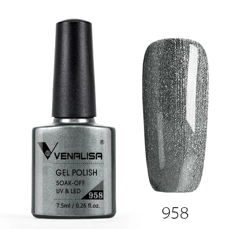 Vernis Gel Ongles VENALISA 7.5ml - Semi-Permanent UV Paillettes Mat Top Coat Couleurs Manucure