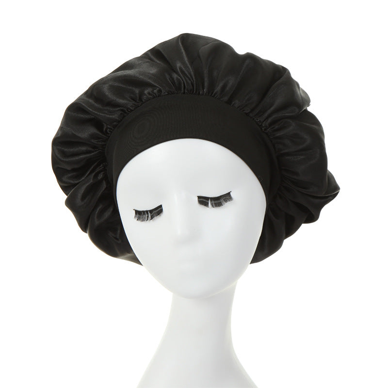 Bonnet Satin Femme Bandeau Large Élastique - Bonnet Nuit Soie Sleeping Cap Protection Cheveux Extensible Spandex