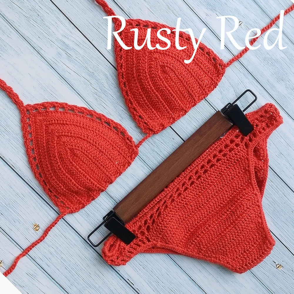 Ensemble Bikini Micro Crochet avec Doublure et Coussinets - Maillot de Bain Sexy