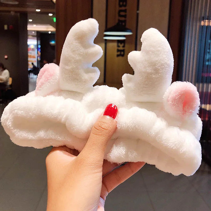 Bandeau Cheveux Corail Oreilles Animaux - Serre-Tête Nœud Lavage Visage Femme Fille