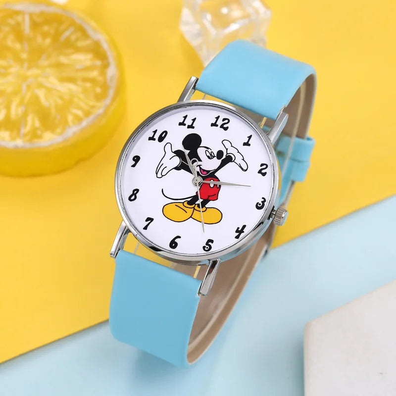 Disney Mickey Mouse Cartoons PU Strap Quartz Watch  Children's Watch Boy Girl Watch Ladies Wrist Student Clock Gift Relogio