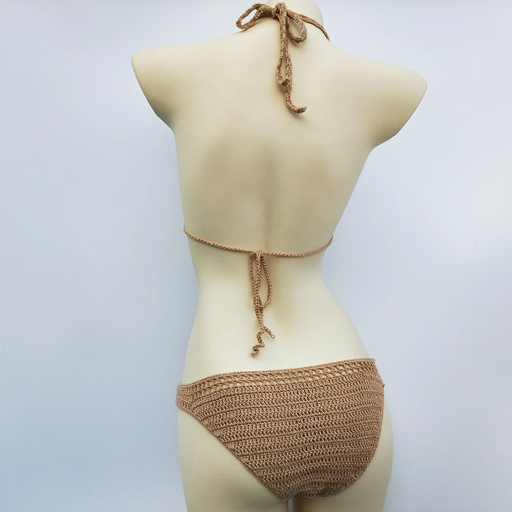 Ensemble Bikini Micro Crochet avec Doublure et Coussinets - Maillot de Bain Sexy