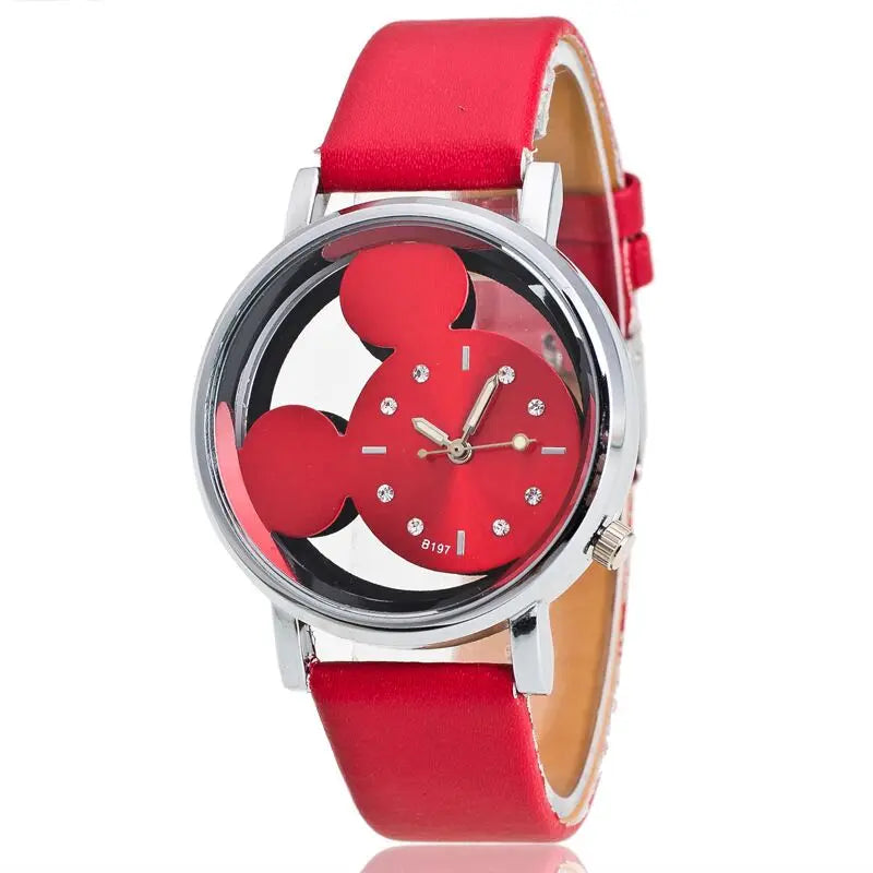 Disney Mickey Mouse Cartoons PU Strap Quartz Watch  Children's Watch Boy Girl Watch Ladies Wrist Student Clock Gift Relogio
