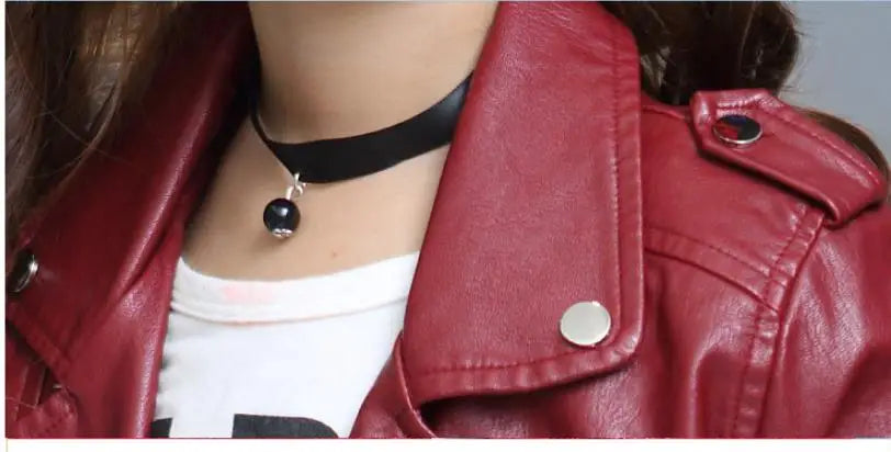 Veste Simili Cuir Fille - Blouson Col Revers Automne Hiver