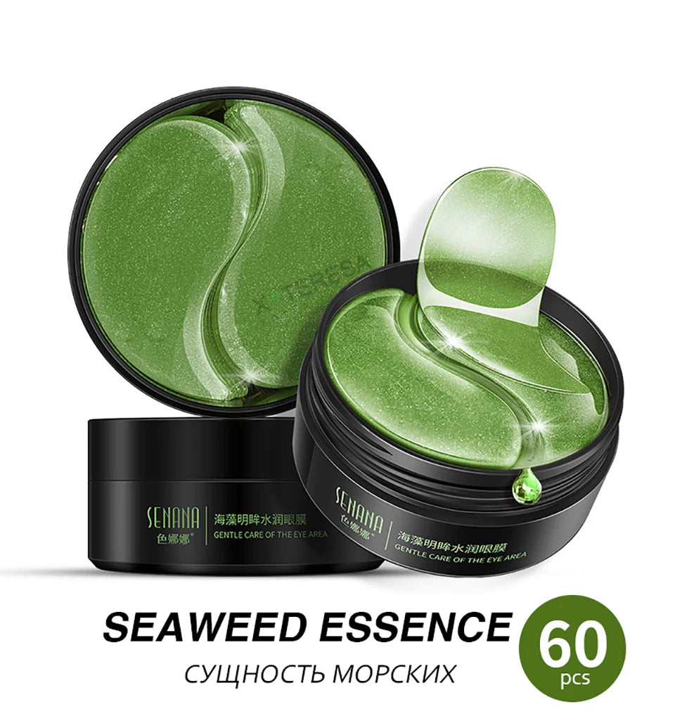 Patchs Yeux Or 24K Collagène Coréen - Raffermissants Hydrogel Algues Vertes Hydratants Contour Yeux Anti-Âge