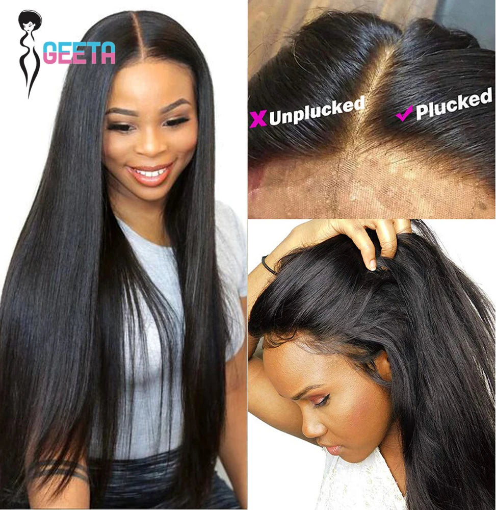 Perruque Cheveux Humains Lace Frontal 13x6 HD Transparente - Lisse 30 Pouces Closure 4x4 Femme