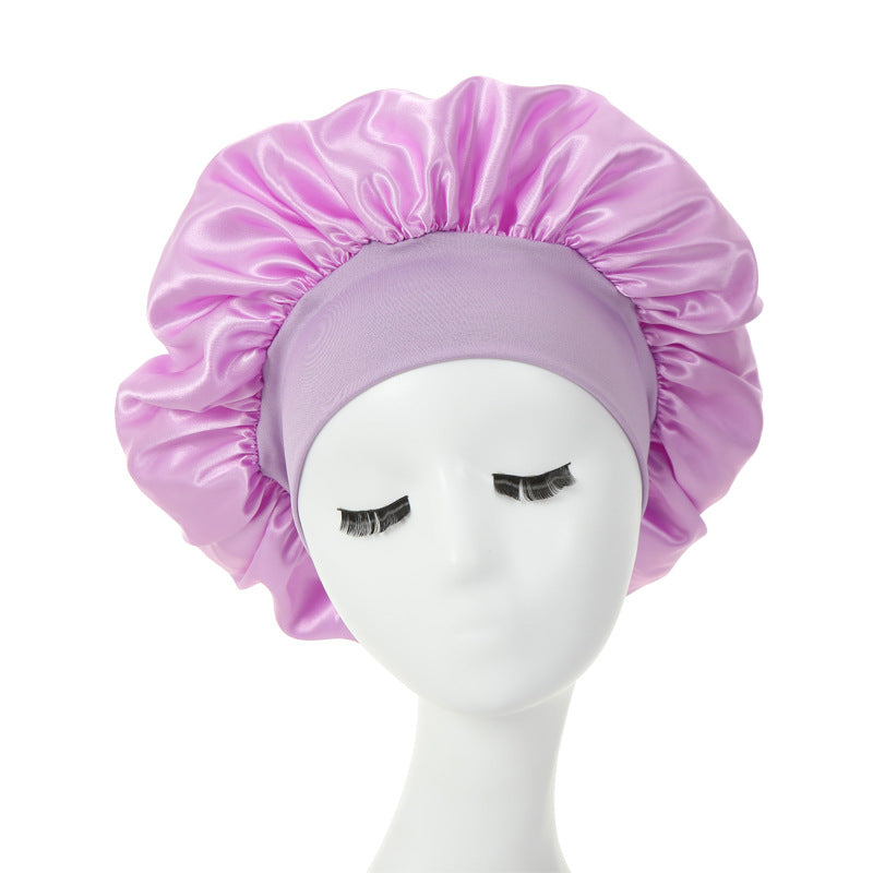 Bonnet Satin Femme Bandeau Large Élastique - Bonnet Nuit Soie Sleeping Cap Protection Cheveux Extensible Spandex