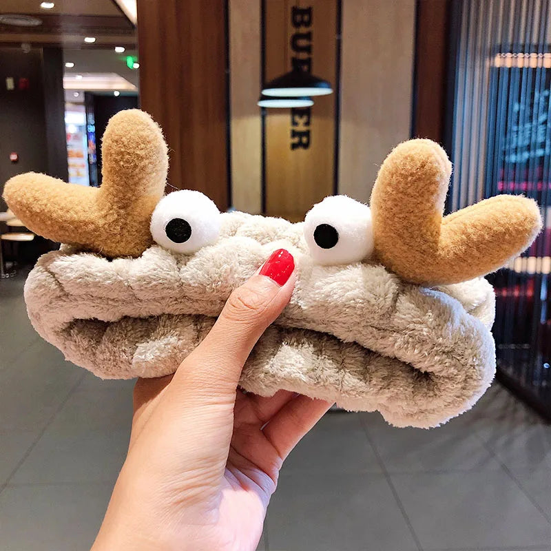 Bandeau Cheveux Corail Oreilles Animaux - Serre-Tête Nœud Lavage Visage Femme Fille