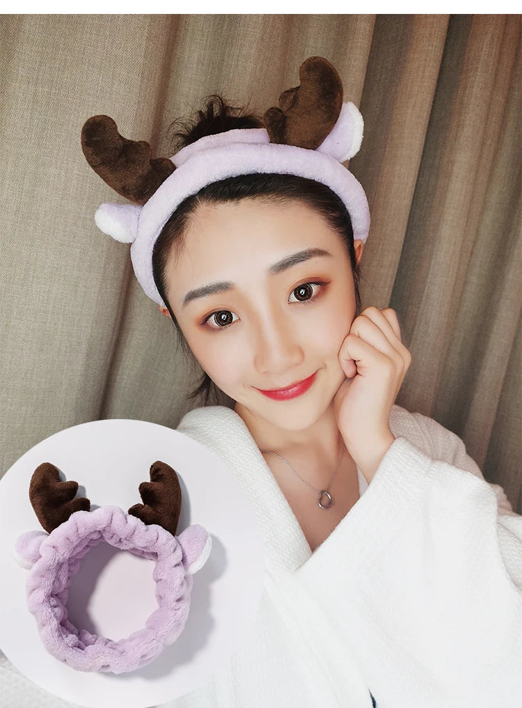 Bandeau Cheveux Corail Oreilles Animaux - Serre-Tête Nœud Lavage Visage Femme Fille