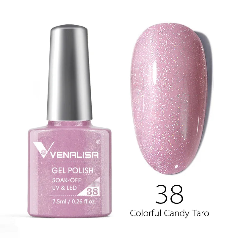 Vernis Gel Ongles Paillettes Réfléchissantes VENALISA - Néon Couverture Complète UV Manucure Nail Art