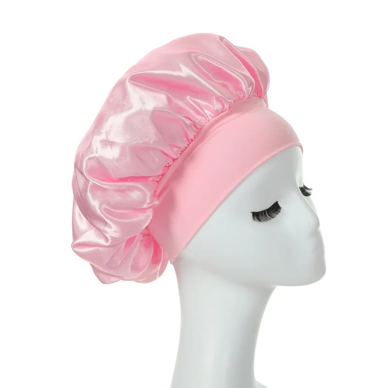 Bonnet Satin Femme Bandeau Large Élastique - Bonnet Nuit Soie Sleeping Cap Protection Cheveux Extensible Spandex