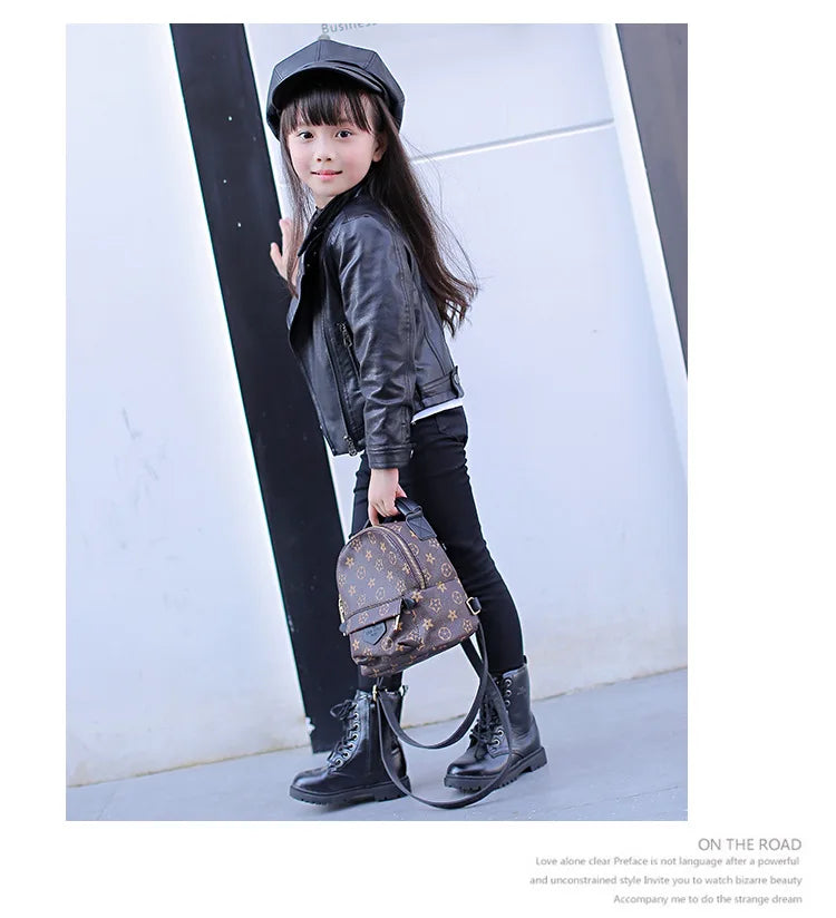 Veste Simili Cuir Fille - Blouson Col Revers Automne Hiver