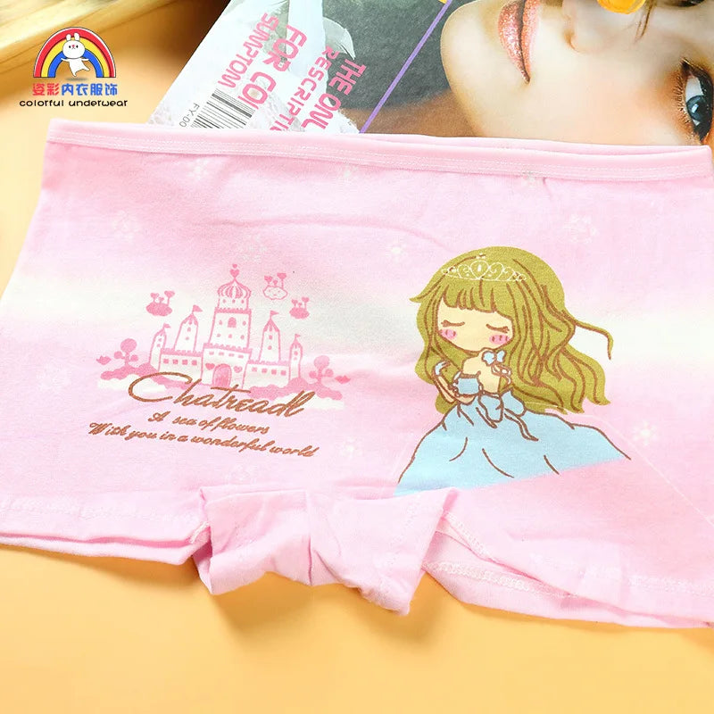 Lot 4 Culottes Fille Cartoon - Boxers Coton Imprimés Mignons 2-10 Ans