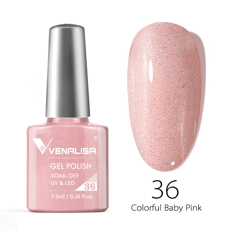 Vernis Gel Ongles Paillettes Réfléchissantes VENALISA - Néon Couverture Complète UV Manucure Nail Art