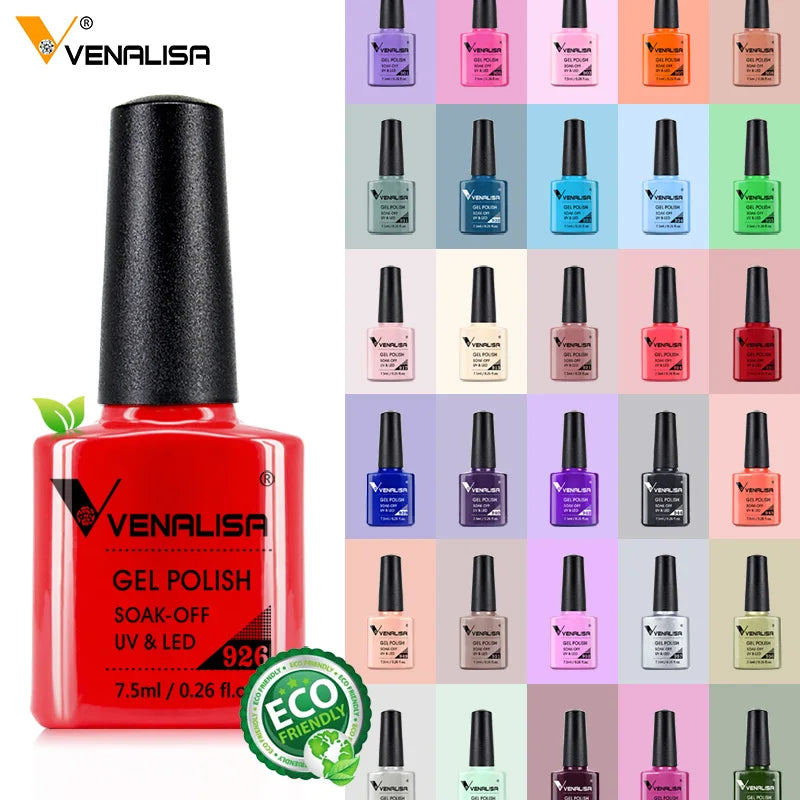 Vernis Gel Ongles VENALISA 7.5ml - Semi-Permanent UV Paillettes Mat Top Coat Couleurs Manucure
