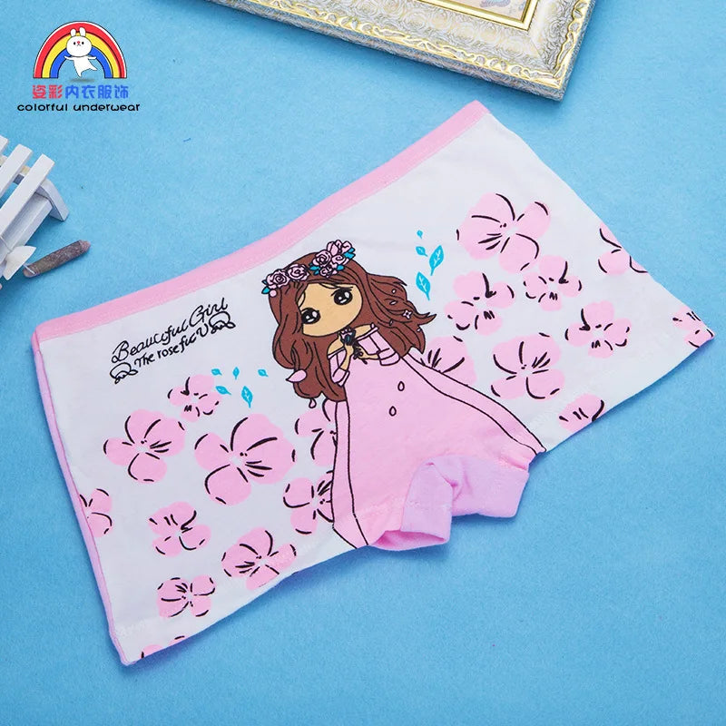 Lot 4 Culottes Fille Cartoon - Boxers Coton Imprimés Mignons 2-10 Ans
