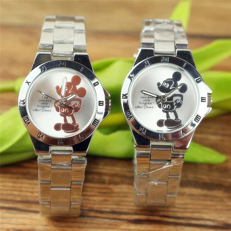Disney Mickey Mouse Cartoons PU Strap Quartz Watch  Children's Watch Boy Girl Watch Ladies Wrist Student Clock Gift Relogio