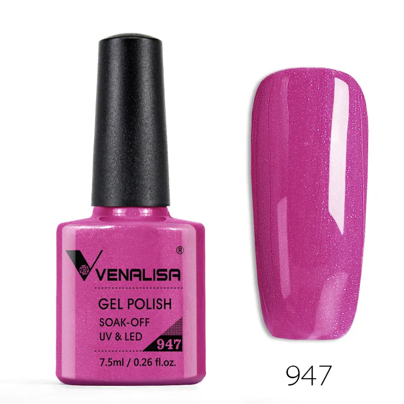 Vernis Gel Ongles VENALISA 7.5ml - Semi-Permanent UV Paillettes Mat Top Coat Couleurs Manucure