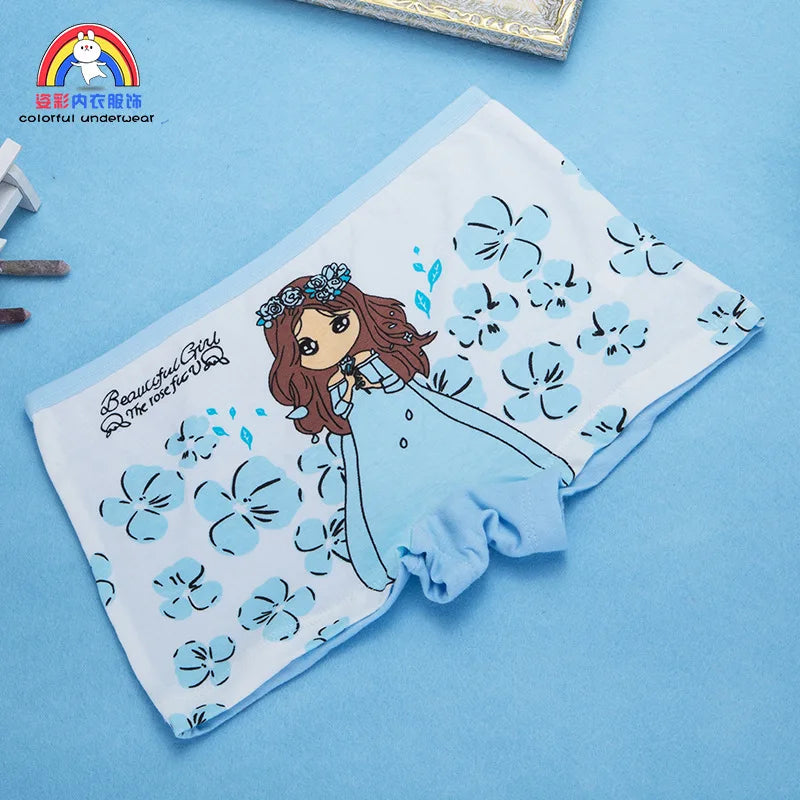 Lot 4 Culottes Fille Cartoon - Boxers Coton Imprimés Mignons 2-10 Ans
