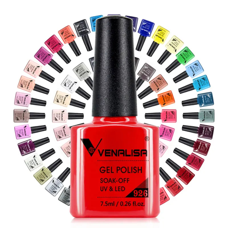 Vernis Gel Ongles VENALISA 7.5ml - Semi-Permanent UV Paillettes Mat Top Coat Couleurs Manucure