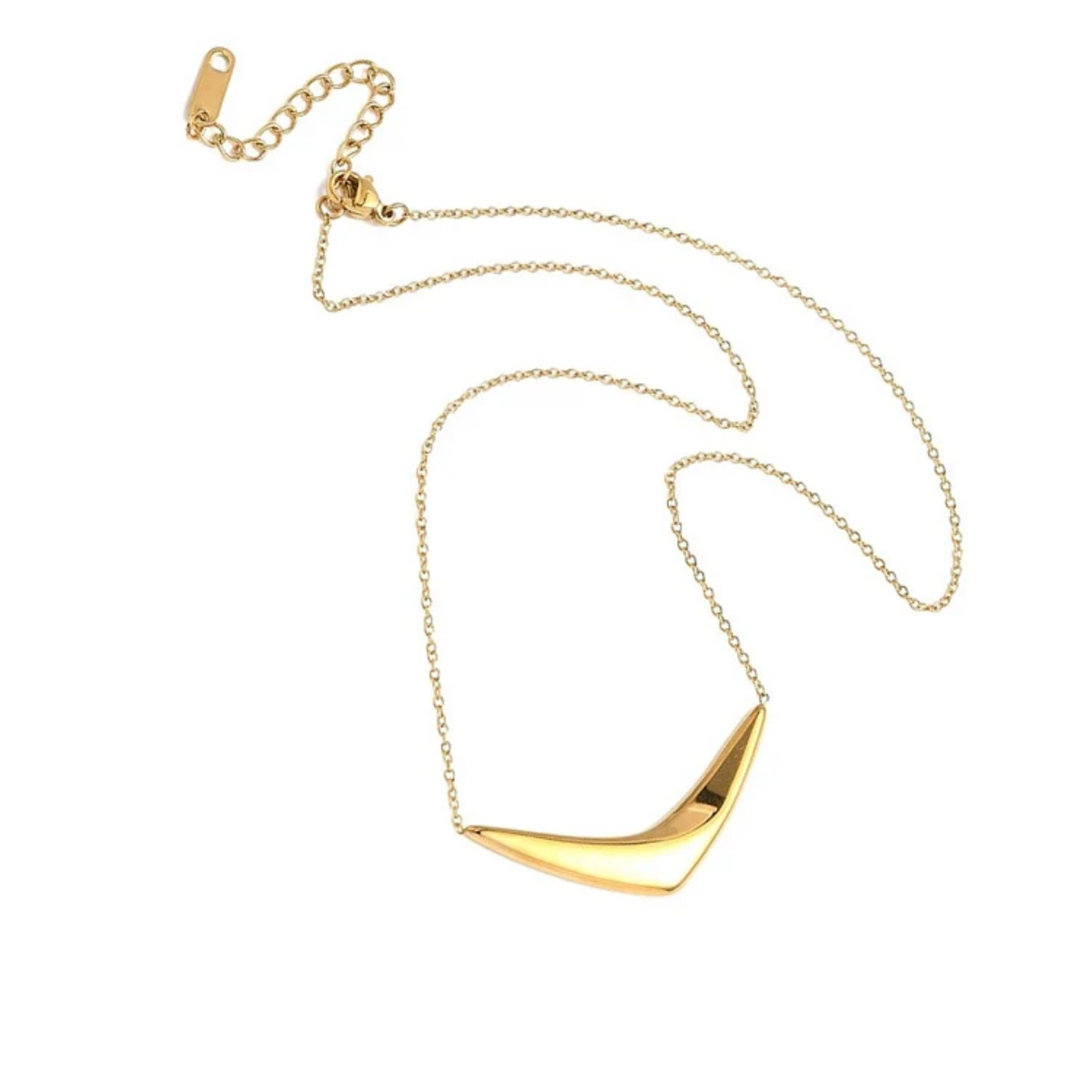 Collier acier inoxydable chaîne et pendentif V