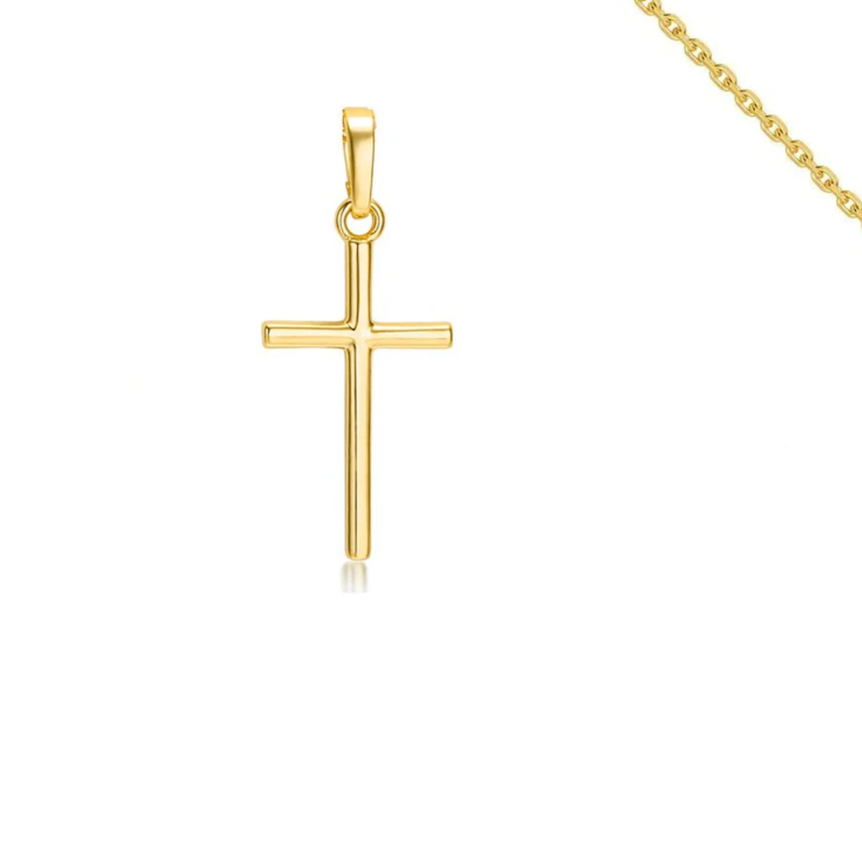 Collier Chaîne & Pendentif Croix Religieuse acier plaqué or