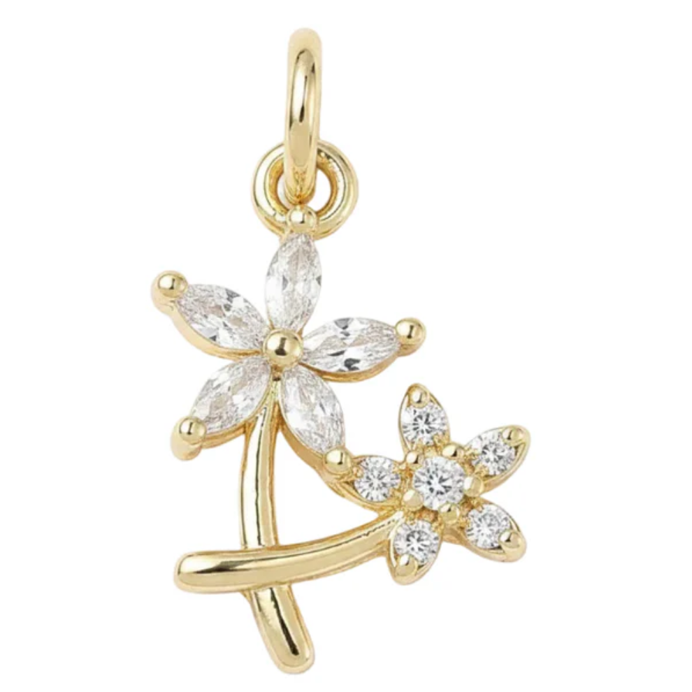 Pendentif breloque petit fer à cheval avec zirconiums sertis en plaqué or