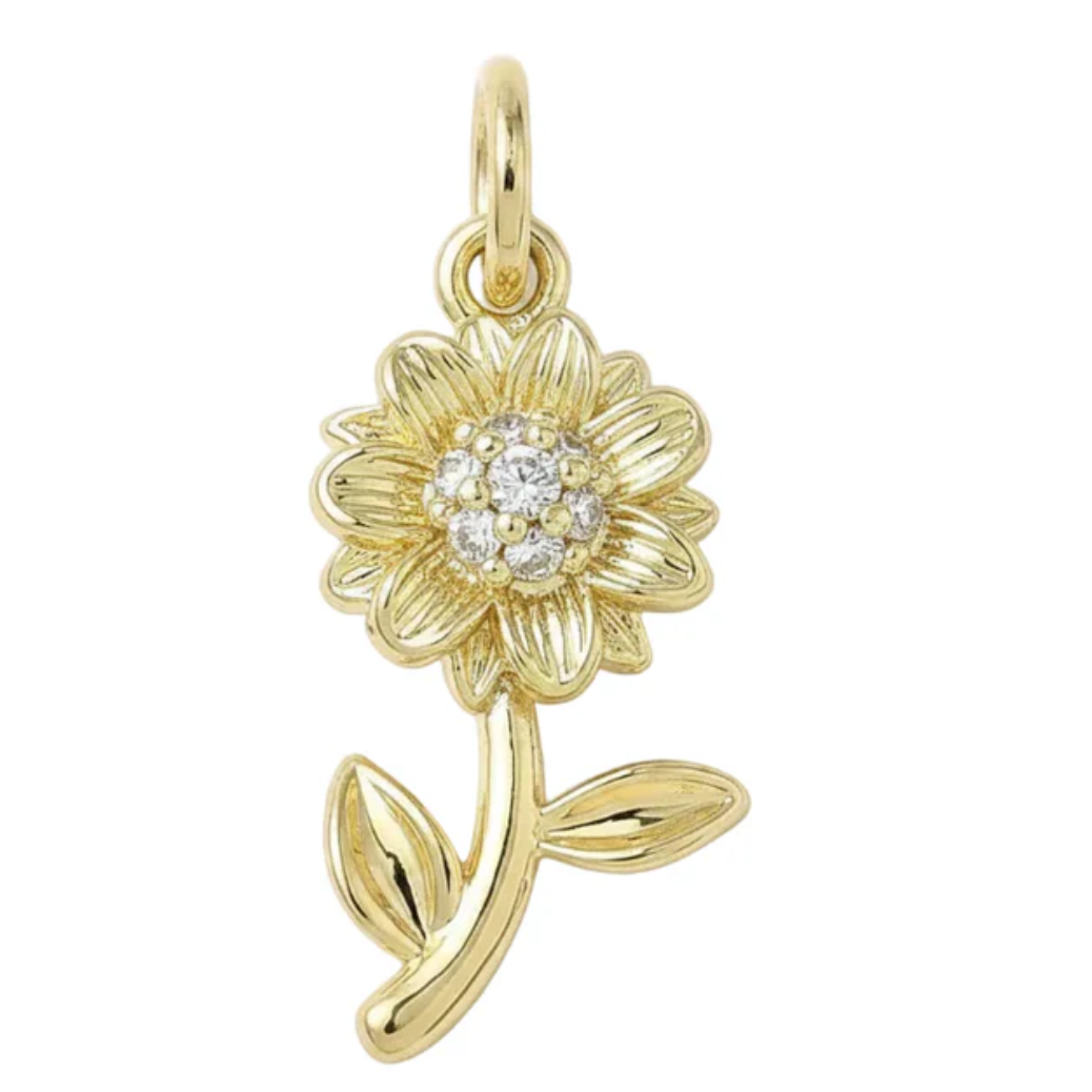 Pendentif breloque petit poisson pavé de zirconiums sertis en plaqué or