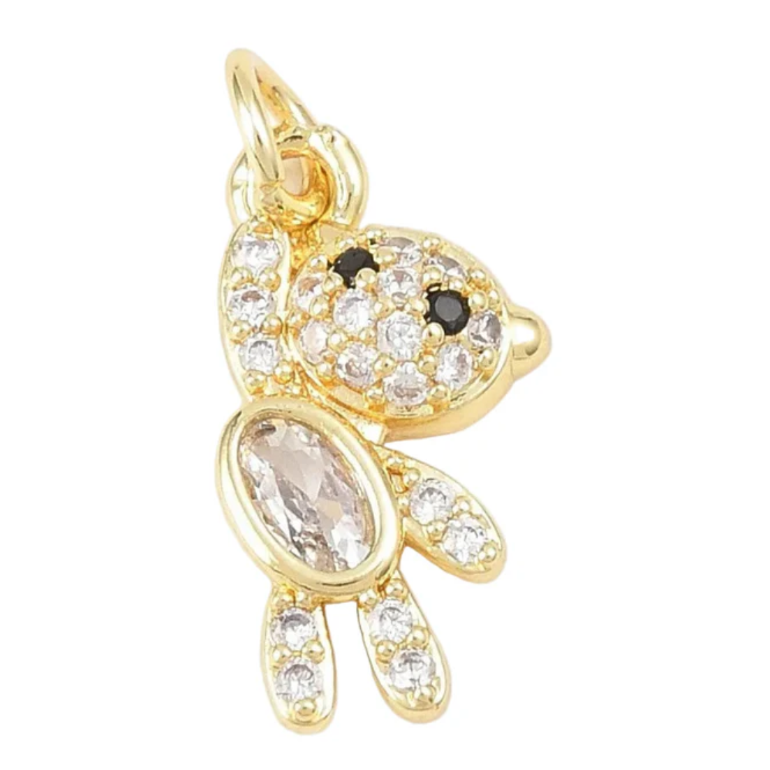 Pendentif breloque petit ours zirconiums sertis - Plaqué or