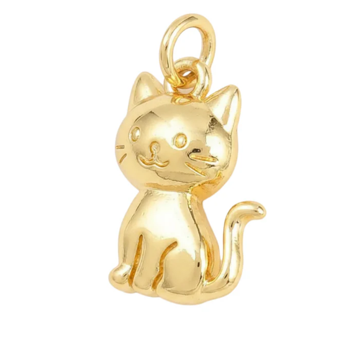 Pendentif breloque petit chaton - Plaqué or