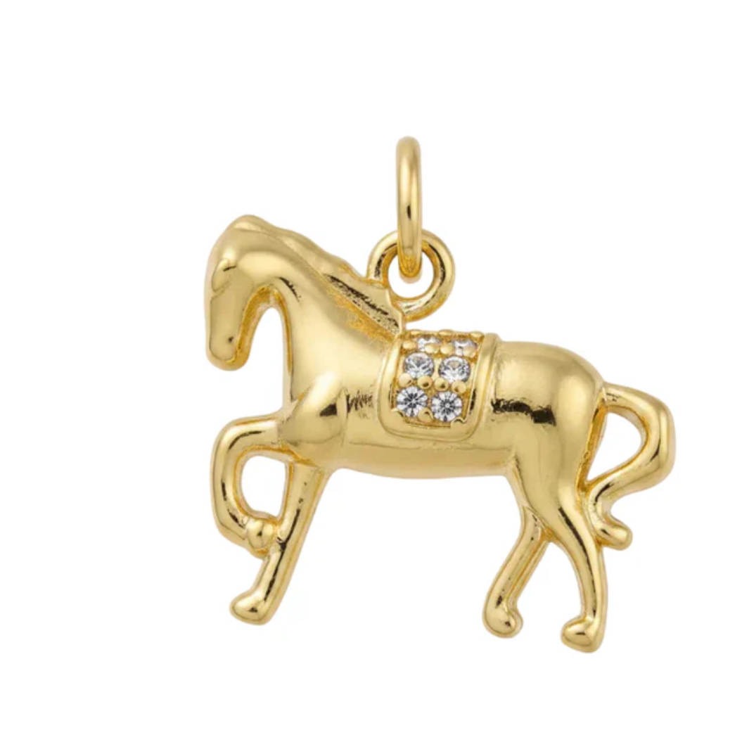 Pendentif breloque petit cheval Plaque or