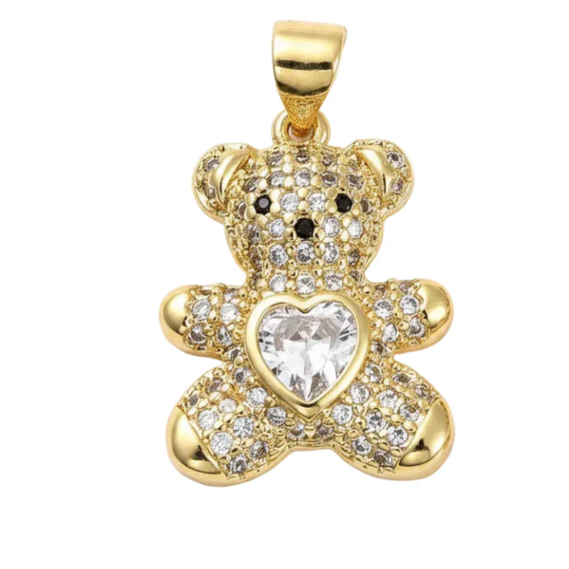 Pendentif breloque ourson coeur Plaque or