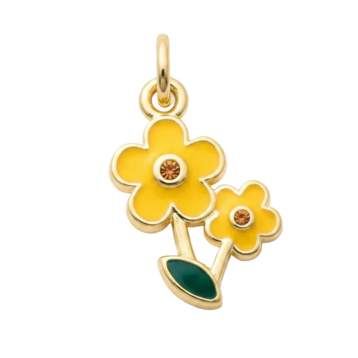 Pendentif breloque fleur email couleur - Plaque or