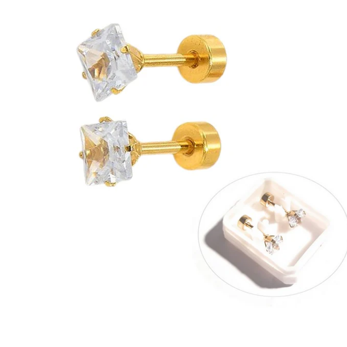 Boucles d'oreilles clous pour enfant plaqué or