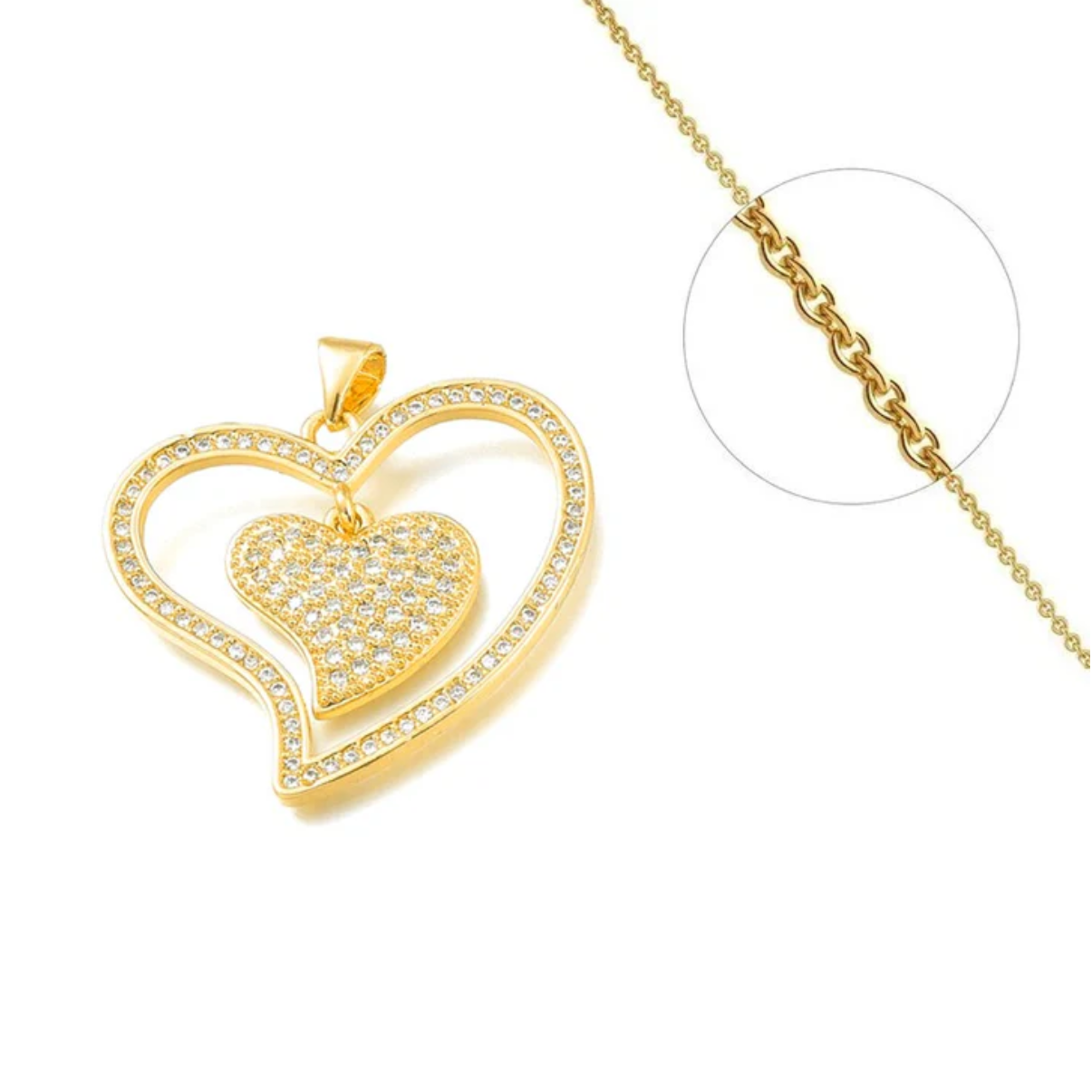Collier double cœurs plaqué or