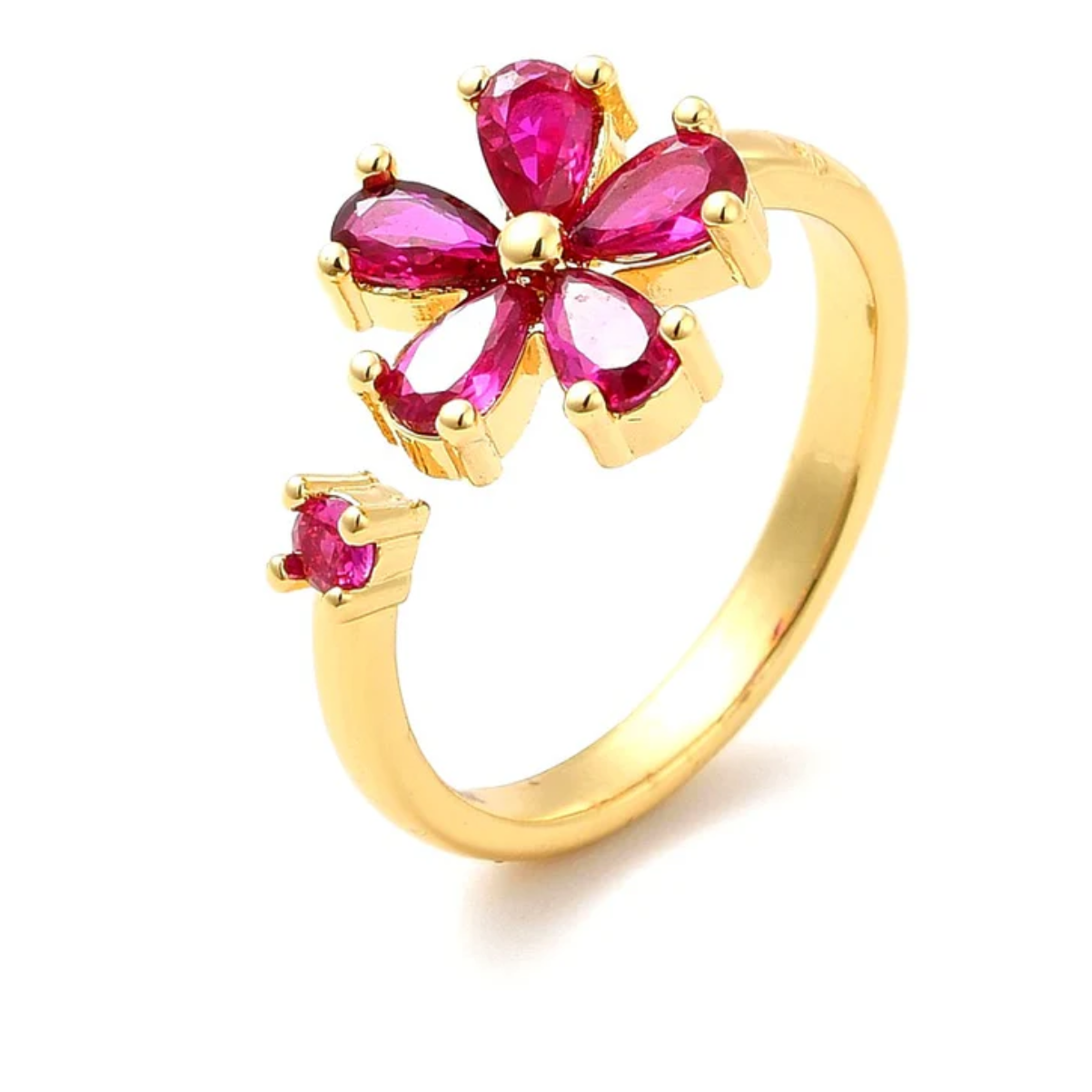 Bague Femme Réglable Fleur plaqué or