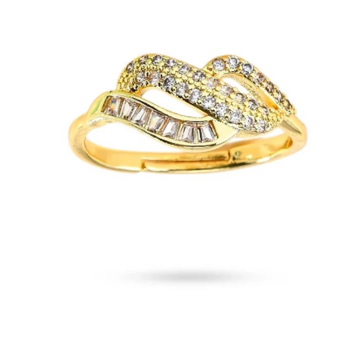 Bague femme réglable entrelacée plaqué or