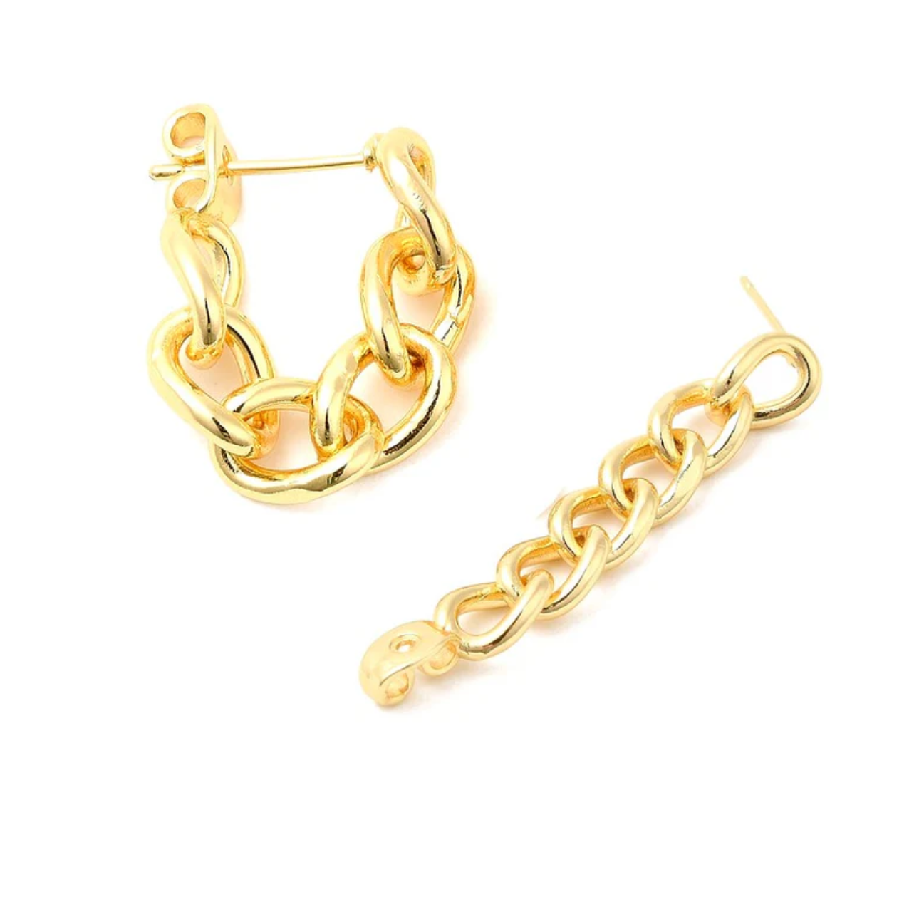 Boucles d'oreilles Chaîne Gourmette Dorées à l'Or Fin