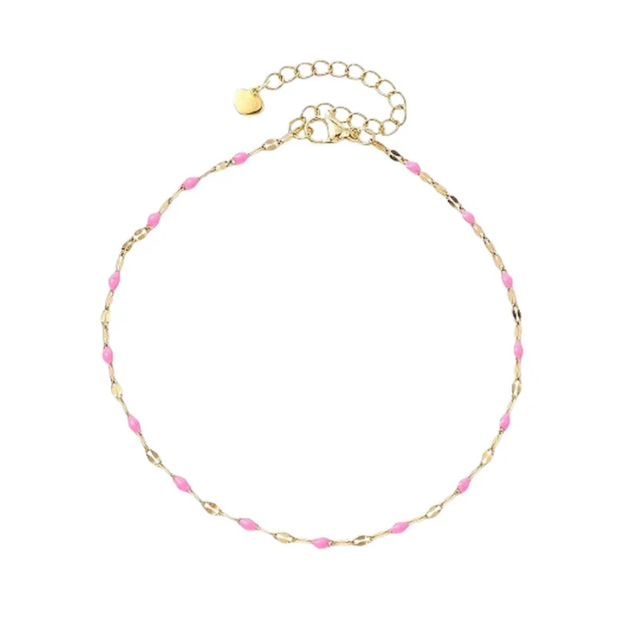 Chaîne de cheville Acier Inoxydable Perles Colorées rose/bleu/vert