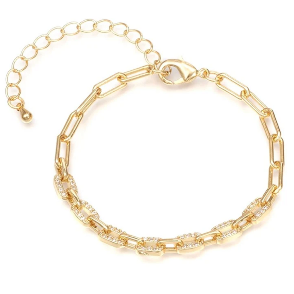 Bracelet souple diamant trombone plaqué