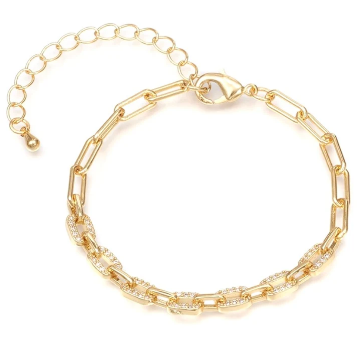 Bracelet souple diamant trombone plaqué or