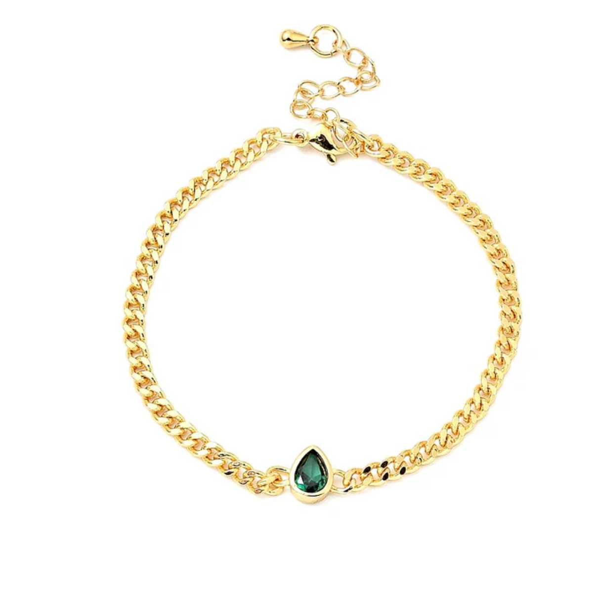 Bracelet souple or pendant vert plaqué or