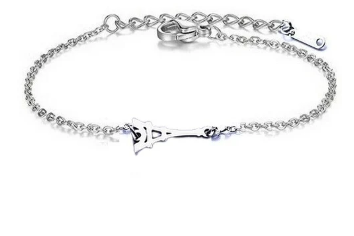 Cheville argentée avec breloques papillons et pendentifs ronds serties de zircons CZ