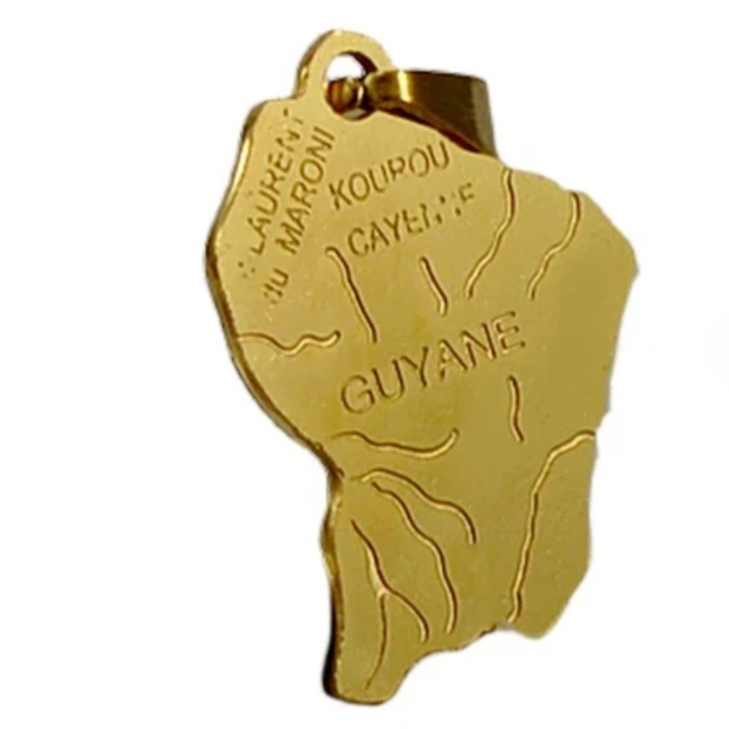 Pendentif carte Guyane Acier inoxydable