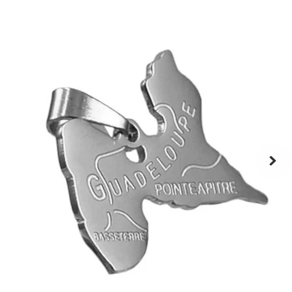 Pendentif carte Guadeloupe Acier inoxydable
