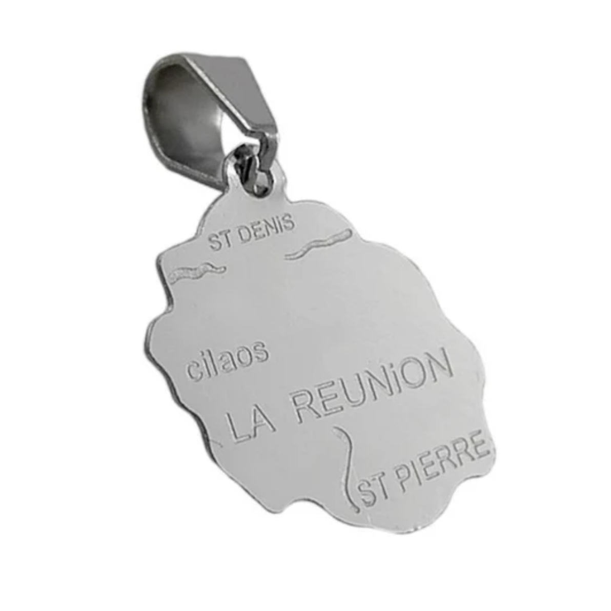 Pendentif carte La Réunion - Acier inoxydable