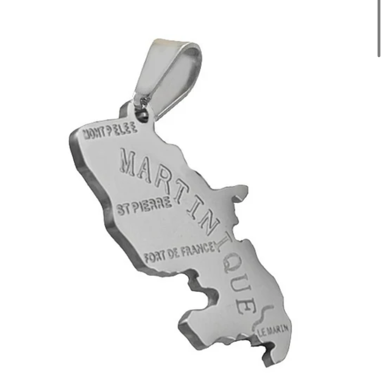 Pendentif carte Martinique Acier inoxydable